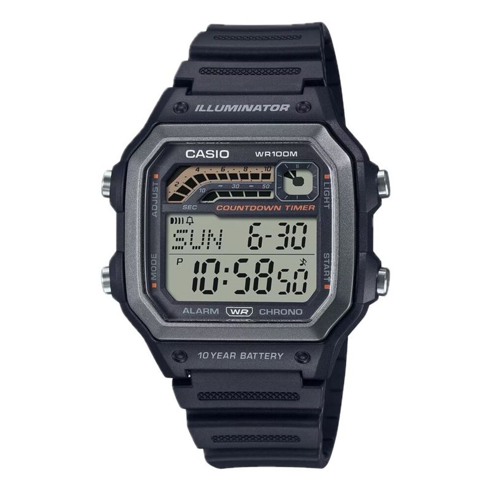 Casio Men's Digital Watch with Black Resin Band - WS-1600H-1AVCF